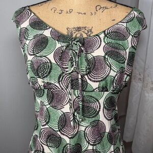 Green and Purple Abstract Top